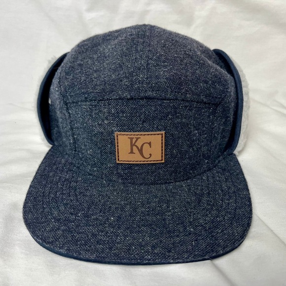 Melonwear Other - New KC Royals Trapper Hat Navy Blue Sherpa Ear Flap Snapback Wool Blend Baseball